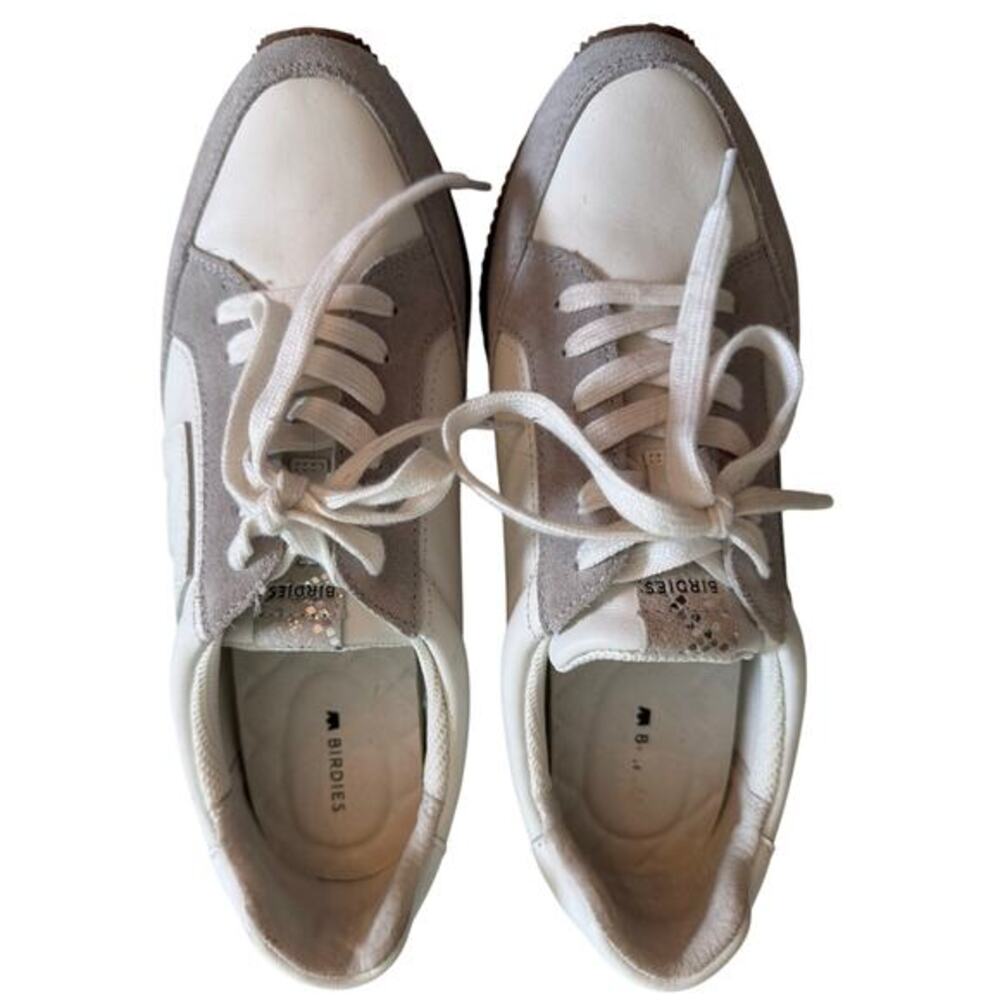 Birdies Roadrunner Retro‎ Sneaker Women 9.5 White Grey Suede Athleisure Sports